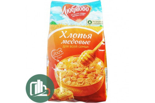 Хлопья Любятово кукурузные медовые  250гр 1/12