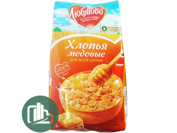 Хлопья Любятово кукурузные медовые  250гр 1/12