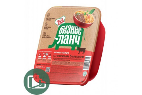 Бизнес ланч Лапша яичная с гов. бульоном 90г 1/24 лоток