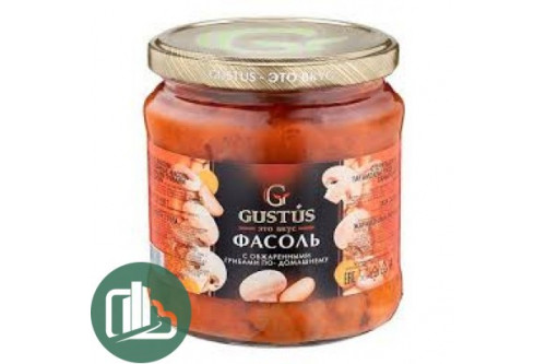 Фасол с обжаренными грибами по-домашнему ст 480г GUSTUS.