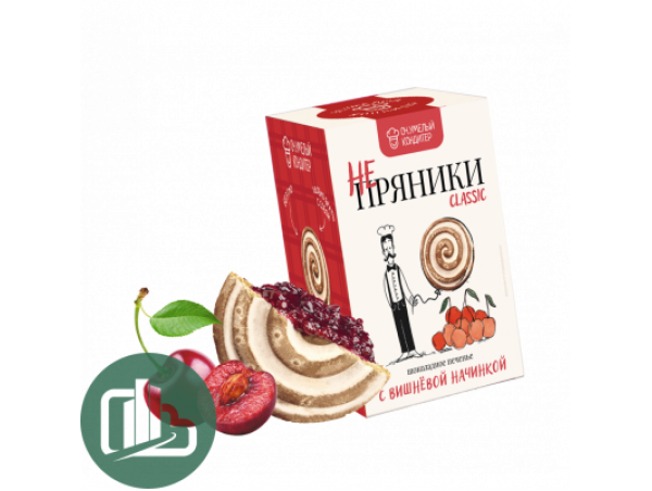 Печенье сдобное шок. Не-Пряники с виш.начинкой 200гр 1/16