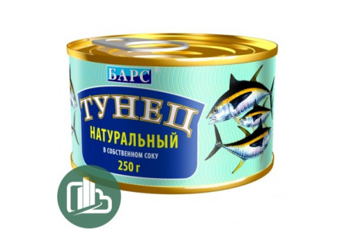 БАРС Тунец натуральный в собств. соку 250гр 1/24 БАРС Тунец натуральный в собств. соку 250гр 1/24