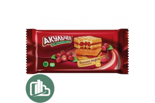 Вафли Венские земляника 100гр. 1/22 Акульчев