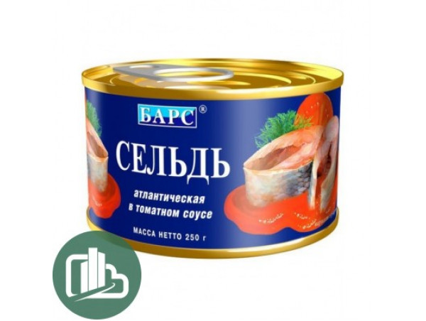 БАРС Сельдь атлантическая в томат. соусе 250гр 1/24 БАРС Сельдь атлантическая в томат. соусе 250гр 1/24