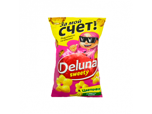 Снеки кукурузные DELUNA 85г 1/18 Цветочки со вкусом банан