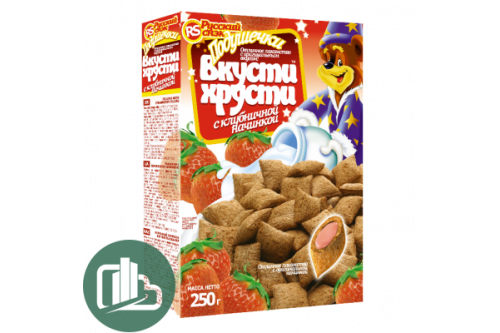 Подушечки Вкусти-хрусти клубничные 250гр 1/16