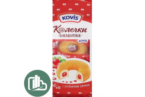 Kovis Колечки бисквитные клубника 240гр 1/6 Kovis Колечки бисквитные клубника 240гр 1/6