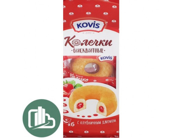 Kovis Колечки бисквитные клубника 240гр 1/6