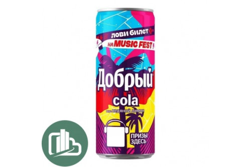 Напиток "Добрый" 0,33л ж/б 1/12 Кола ледяной лимон