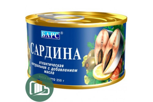БАРС Сайра натуральная с добавлением масла с ключ..250гр 1/24 БАРС Сайра натуральная с добавлением масла с ключ..250гр 1/24