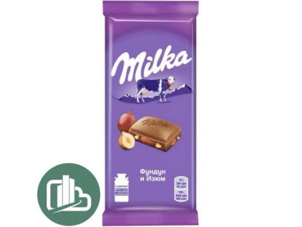 Милка 90гр Фундук Изюм 1/23