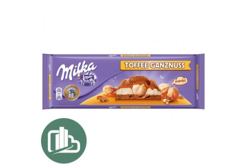 Милка 300гр. Toffee Wholenut 1/12 (с карамелью и цельным орехом фундуком)