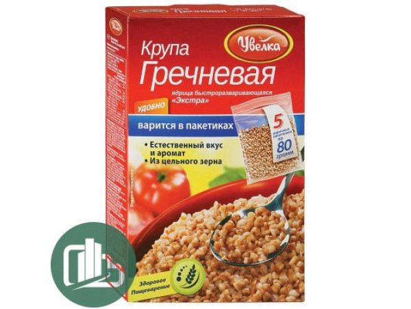 Увелка 941.Крупа Гречневая ядрица ЭКСТРА  400гр  5*80гр 1/6