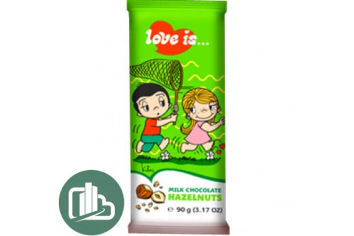 Шоколад LOVE IS с кусочками фундук 90г 1/21 Шоколад LOVE IS с кусочками фундук 90г 1/21