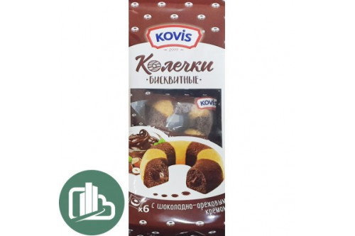 Kovis Колечки бисквитные шок-ореховым кремом 240гр 1/6 Kovis Колечки бисквитные шок-ореховым кремом 240гр 1/6