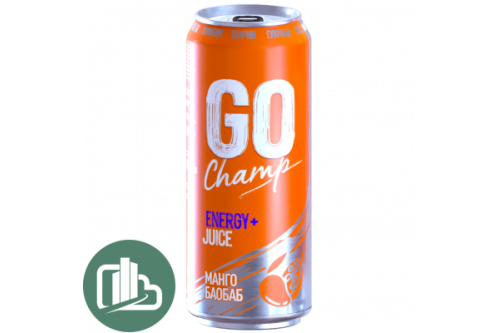 Энергия напиток GO Champ 0,43л 1/24 Манго-Баобаб