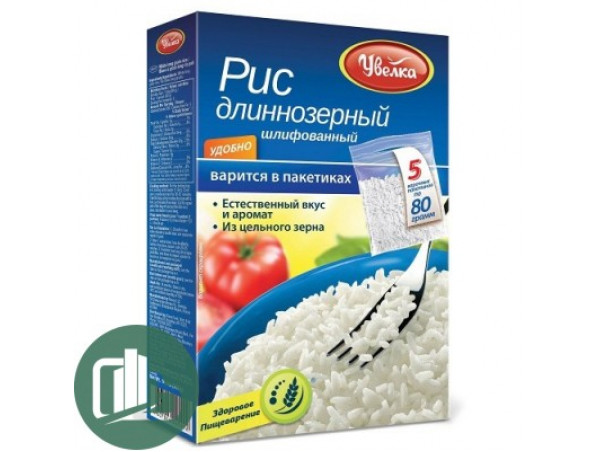 Увелка 913 Рис в пак. для варки. Длиннозерновой шлиф. 400гр 5*80гр 1/6