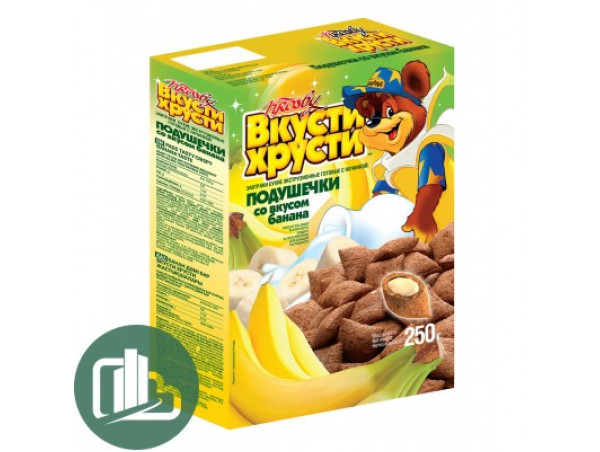 Подушечки Вкусти-хрусти банановые 250гр 1/16