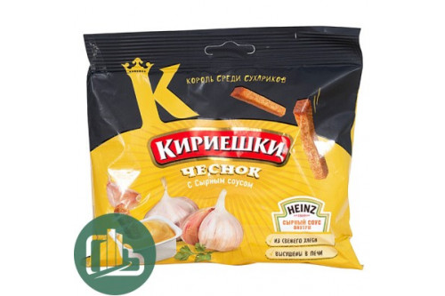 Сух Кириешки бородинские с чеснок +сырный  соус 60г +25мл 1/30  (БС351)