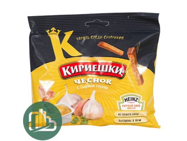 Сух Кириешки бородинские с чеснок +сырный  соус 60г +25мл 1/30  (БС351)