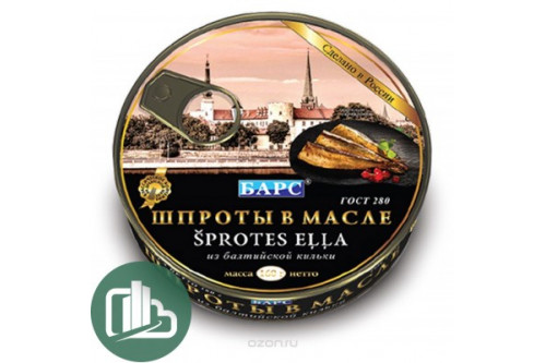 БАРС Шпроты из балтийской кильки копченые в масле 160гр ж/б 1/36