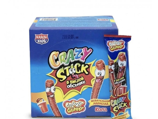 Жев. марм. в кислой обсыпке «CRAZY STICK» со вкусом колы 20гр*24шт*12бл