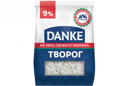 Творог рассыпчатый "DANKE" 9% 350г. Творог рассыпчатый "DANKE" 9% 350г.