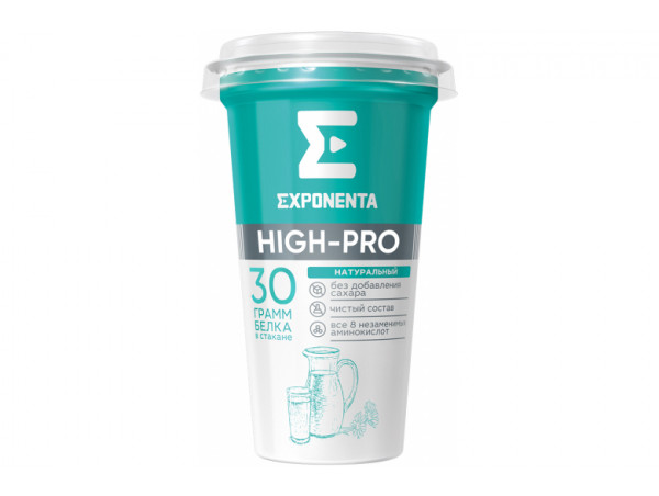 Напиток кисломолочный обезжиренный "EXPONENTA" HIGH-PRO 250г. Натуральный