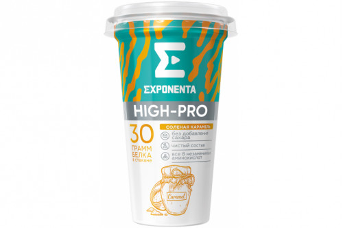 Напиток кисломолочный обезжиренный "EXPONENTA" HIGH-PRO 250г. Соленая карамель