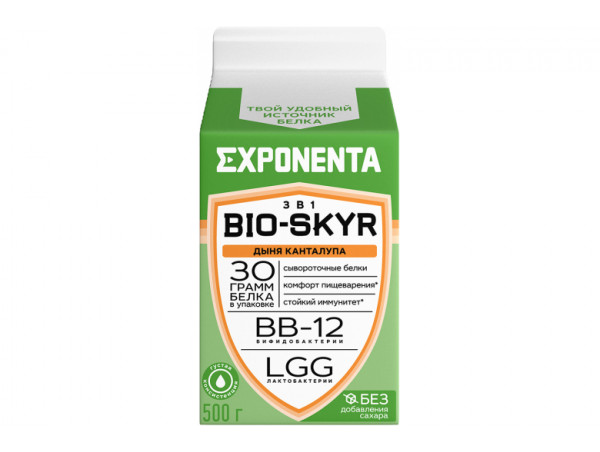 Напиток кисломолочный обезжиренный 3в1 "EXPONENTA" BIO-SKYR 500г. Дыня канталупа