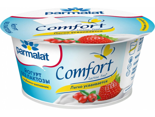 Йогурт густой безлактозный "Parmalat" Comfort клубника-шиповник 3% 130г. Йогурт густой безлактозный "Parmalat" Comfort клубника-шиповник 3% 130г.