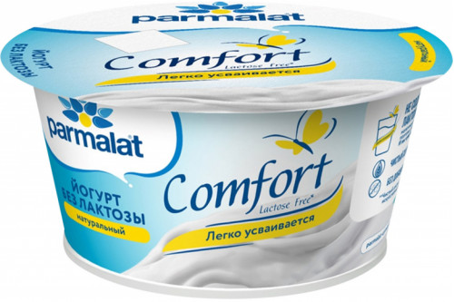 Йогурт густой безлактозный "Parmalat" Comfort натуральный 3,5% 130г.