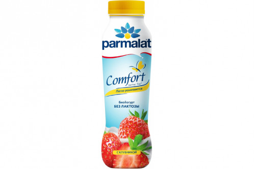 Йогурт питьевой безлактозный "Parmalat" Comfort Клубника 1,5% 290г.