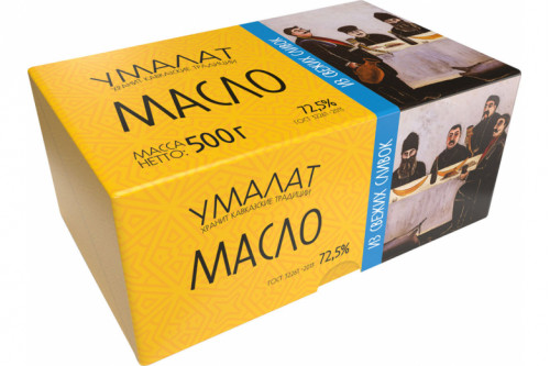 Масло сладко-сливочное "Умалат" Крестьянское 72,5% 500г.