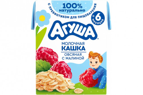 Молочная каша овсяная "Агуша" Вставай-ка 2,5% 200мл. Малина Молочная каша овсяная "Агуша" Вставай-ка 2,5% 200мл. Малина