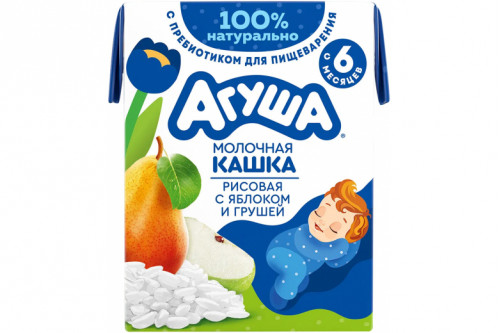 Молочная каша рисовая "Агуша" Засыпай-ка 2,7% 200мл. Яблоко-груша