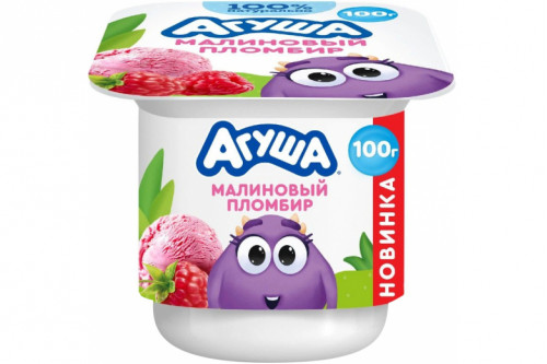 Творог фруктовый "Агуша" 3,9% 100г. Малиновый пломбир
