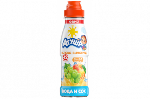 Вода с соком "Агуша" яблоко-виноград 300мл Вода с соком "Агуша" яблоко-виноград 300мл