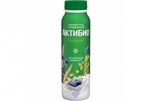 Йогурт "Актибио" черника-злаки-лен 260г