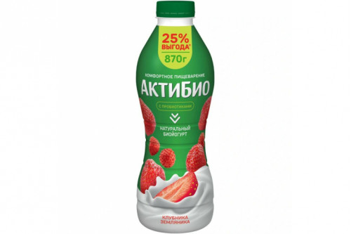 Питьевая "Актибио" клубника-земляника 870г Питьевая "Актибио" клубника-земляника 870г