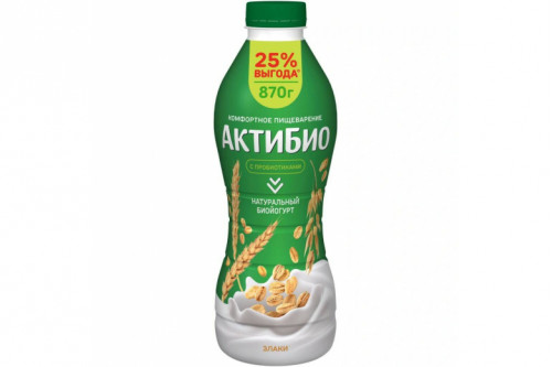 Питьевая "Актибио" злаки 870г