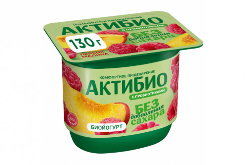 Йогурт "АктиБИО" БЕЗ САХАРА 130г персик-малина 3%