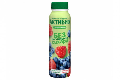Йогурт "АктиБИО" БЕЗ САХАРА 260г клубника-черника 1.5%