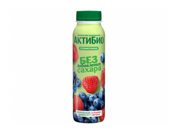 Йогурт "АктиБИО" БЕЗ САХАРА 260г клубника-черника 1.5%