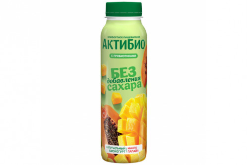 Йогурт "АктиБИО" БЕЗ САХАРА 260г манго-папайя 1.5%