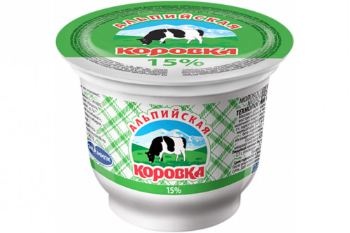 Сметанный продукт "Альпийская коровка" 15% 180г