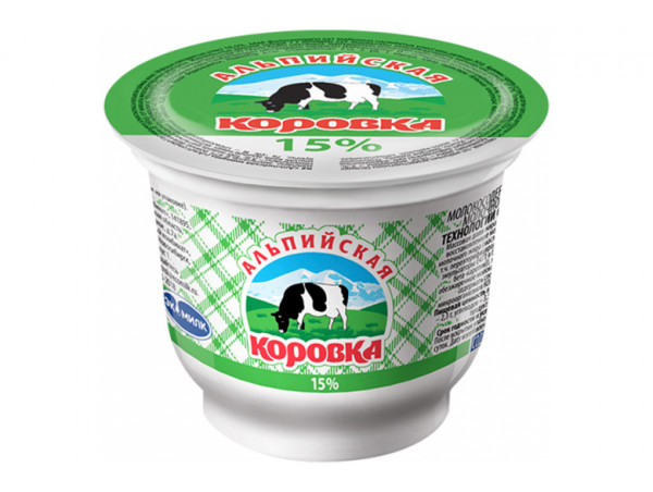 Сметанный продукт "Альпийская коровка" 15% 180г
