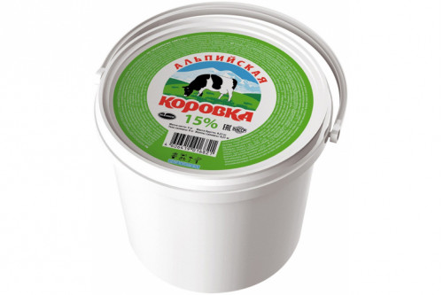 Сметанный продукт "Альпийская коровка" 15% ведро 5кг Сметанный продукт "Альпийская коровка" 15% ведро 5кг