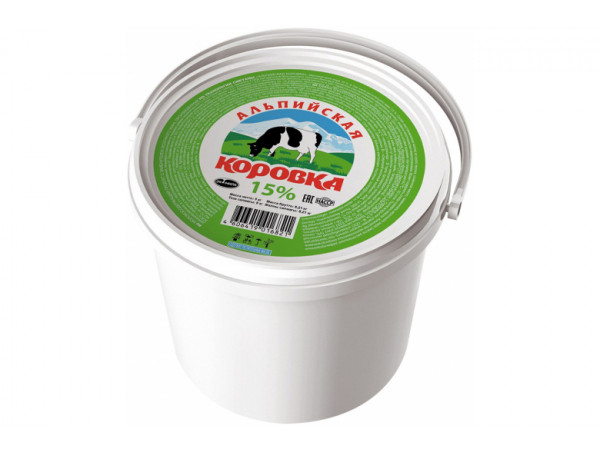 Сметанный продукт "Альпийская коровка" 15% ведро 5кг