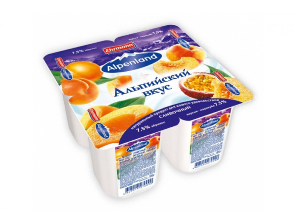 Йогурт Alpenland 7.5% 95 г абрикос-персик-маракуйя